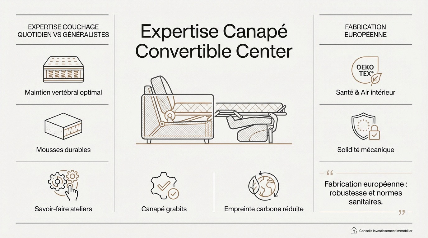 Expertise technique et confort d'un canapé convertible spécialisé pour studio