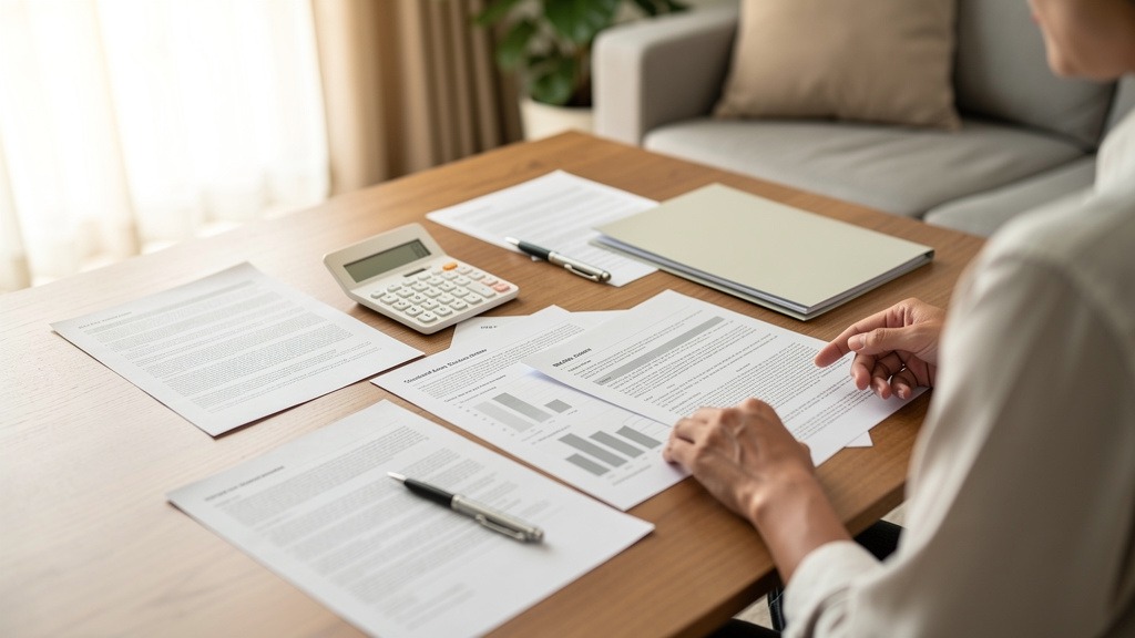Propriétaire vérifiant des relevés de charges de copropriété