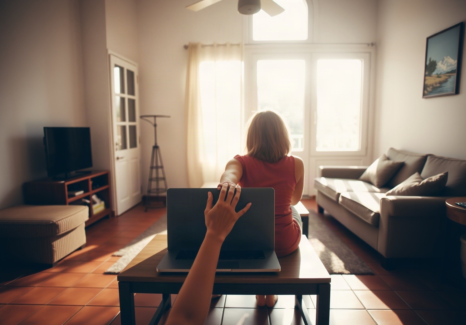 Couple recherchant un logement sur ordinateur portable
