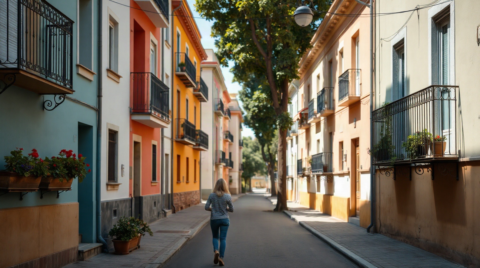 Rue résidentielle avec immeubles à Valence, Espagne